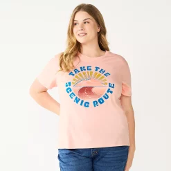 Plus Size Sonoma Goods For Life® Relaxed Graphic Tee -Sonoma Clothing Store 5611932 Pink Scenic Route