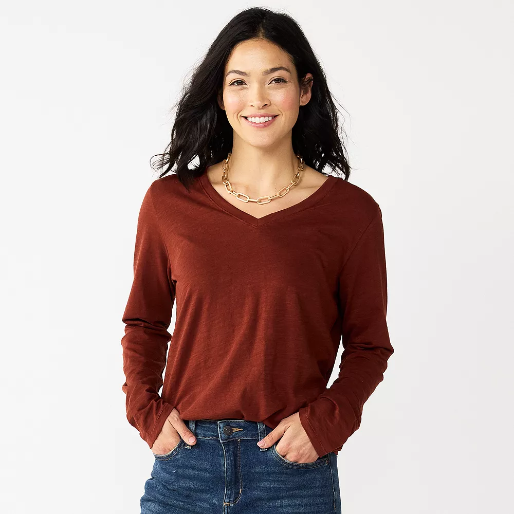 Women's Sonoma Goods For Life® Everyday V-Neck Long Sleeve Tee 21 Women's Sonoma Goods For Life® Everyday V-Neck Long Sleeve Tee - Image 19