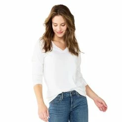 Women's Sonoma Goods For Life® Everyday V-Neck Long Sleeve Tee 49 Women's Sonoma Goods For Life® Everyday V-Neck Long Sleeve Tee -Sonoma Clothing Store 5625801 White