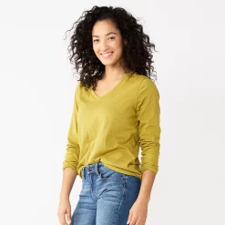 Women's Sonoma Goods For Life® Everyday V-Neck Long Sleeve Tee 51 Women's Sonoma Goods For Life® Everyday V-Neck Long Sleeve Tee -Sonoma Clothing Store 5625801 Yellow Olive