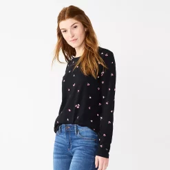Women's Sonoma Goods For Life® Everyday Crewneck Long Sleeve Tee 51 Women's Sonoma Goods For Life® Everyday Crewneck Long Sleeve Tee -Sonoma Clothing Store 5625802 Black Scatter Floral