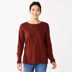 Women's Sonoma Goods For Life® Everyday Crewneck Long Sleeve Tee 40 Women's Sonoma Goods For Life® Everyday Crewneck Long Sleeve Tee -Sonoma Clothing Store 5625802 Deep Wine