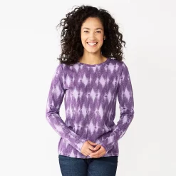 Women's Sonoma Goods For Life® Everyday Crewneck Long Sleeve Tee 57 Women's Sonoma Goods For Life® Everyday Crewneck Long Sleeve Tee -Sonoma Clothing Store 5625802 Purple Diamond Print