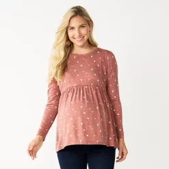 Maternity Sonoma Goods For Life® Long Sleeve Empire Waist Top -Sonoma Clothing Store 5635424 Brown Ditsy Floral