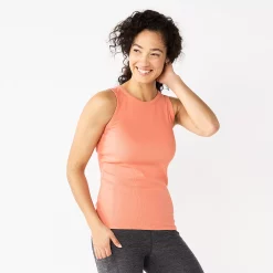 Women's Sonoma Goods For Life® Slim Fit High Neck Rib Tank -Sonoma Clothing Store 5651280 Coral