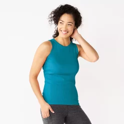 Women's Sonoma Goods For Life® Slim Fit High Neck Rib Tank -Sonoma Clothing Store 5651280 Dark Teal