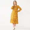Maternity Sonoma Goods For Life® Smocked Bodice Midi Dress -Sonoma Clothing Store 5662002 Gold Floral