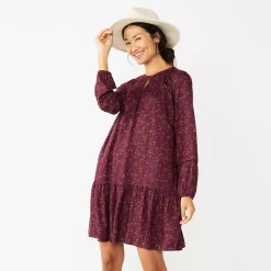 Petite Sonoma Goods For LifeĀ® Printed Long Sleeve Dress