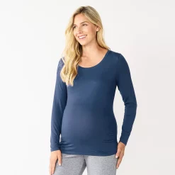 Maternity Sonoma Goods For Life® Essential Scoopneck Long Sleeve Tee -Sonoma Clothing Store 5672154 Blue