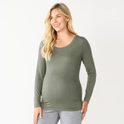 Maternity Sonoma Goods For Life® Essential Scoopneck Long Sleeve Tee -Sonoma Clothing Store 5672154 Green