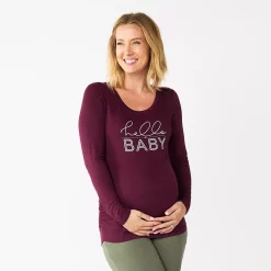 Maternity Sonoma Goods For Life® Essential Scoopneck Long Sleeve Tee -Sonoma Clothing Store 5672154 Hello Baby