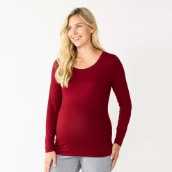 Maternity Sonoma Goods For Life® Essential Scoopneck Long Sleeve Tee -Sonoma Clothing Store 5672154 Maroon