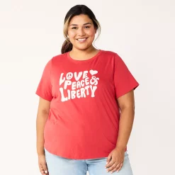 Plus Size Sonoma Goods For Life® Crewneck Patriotic Graphic Tee -Sonoma Clothing Store 5672984 Red Love Peace Liberty