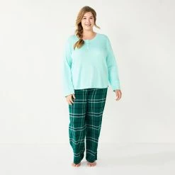 Plus Size Sonoma Goods For Life® Flannel Pajama Pants & Pajama Top Sleep Set
