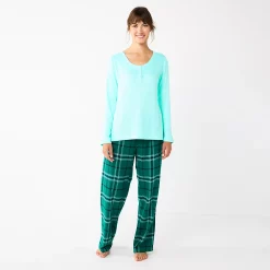 Women's Sonoma Goods For Life® Flannel Pajama Pants & Pajama Top Sleep Set 25 Women's Sonoma Goods For Life® Flannel Pajama Pants & Pajama Top Sleep Set -Sonoma Clothing Store 5677709 Green Cuddle Plaid
