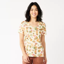 Women's Tall Sonoma Goods For Life® Everyday V-Neck Tee -Sonoma Clothing Store 5686285 Retro Floral