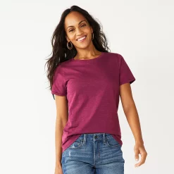 Women's Tall Sonoma Goods For Life® Essential Crewneck Tee -Sonoma Clothing Store 5686288 Deep Pink