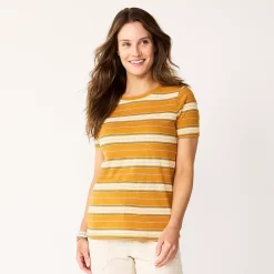 Women's Tall Sonoma Goods For Life® Essential Crewneck Tee -Sonoma Clothing Store 5686288 Gold Dot Stripe