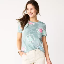 Women's Tall Sonoma Goods For Life® Essential Crewneck Tee -Sonoma Clothing Store 5686288 Gray Circle Dye