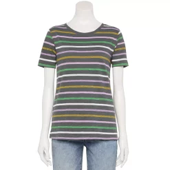 Women's Tall Sonoma Goods For Life® Essential Crewneck Tee -Sonoma Clothing Store 5686288 Gray Purple Stripe