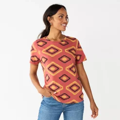 Women's Tall Sonoma Goods For Life® Essential Crewneck Tee -Sonoma Clothing Store 5686288 Mauve Large Geo