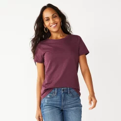 Women's Tall Sonoma Goods For Life® Essential Crewneck Tee -Sonoma Clothing Store 5686288 Plum