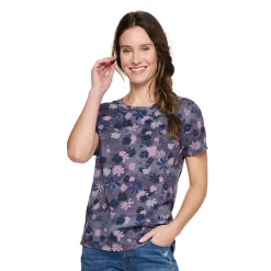 Women's Tall Sonoma Goods For Life® Essential Crewneck Tee -Sonoma Clothing Store 5686288 Purple Abstract Floral