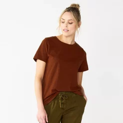 Women's Tall Sonoma Goods For Life® Essential Crewneck Tee -Sonoma Clothing Store 5686288 Wine