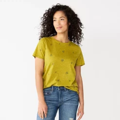 Women's Tall Sonoma Goods For Life® Essential Crewneck Tee -Sonoma Clothing Store 5686288 Yellow Green Floral