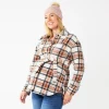 Maternity Sonoma Goods For Life® Belted Shacket -Sonoma Clothing Store 5686594 Neutral Plaid