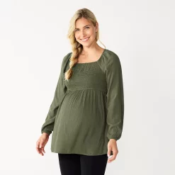 Maternity Sonoma Goods For Life® Smocked Bodice Empire Top -Sonoma Clothing Store 5686595 Green