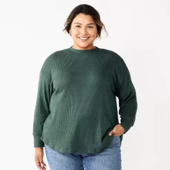Plus Size Sonoma Goods For Life® Mockneck Waffle Top