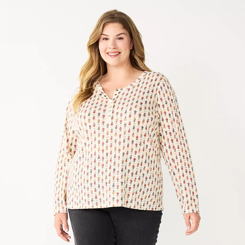 Plus Size Sonoma Goods For Life® Essential Long Sleeve Henley Top 6 Plus Size Sonoma Goods For Life® Essential Long Sleeve Henley Top - Image 4