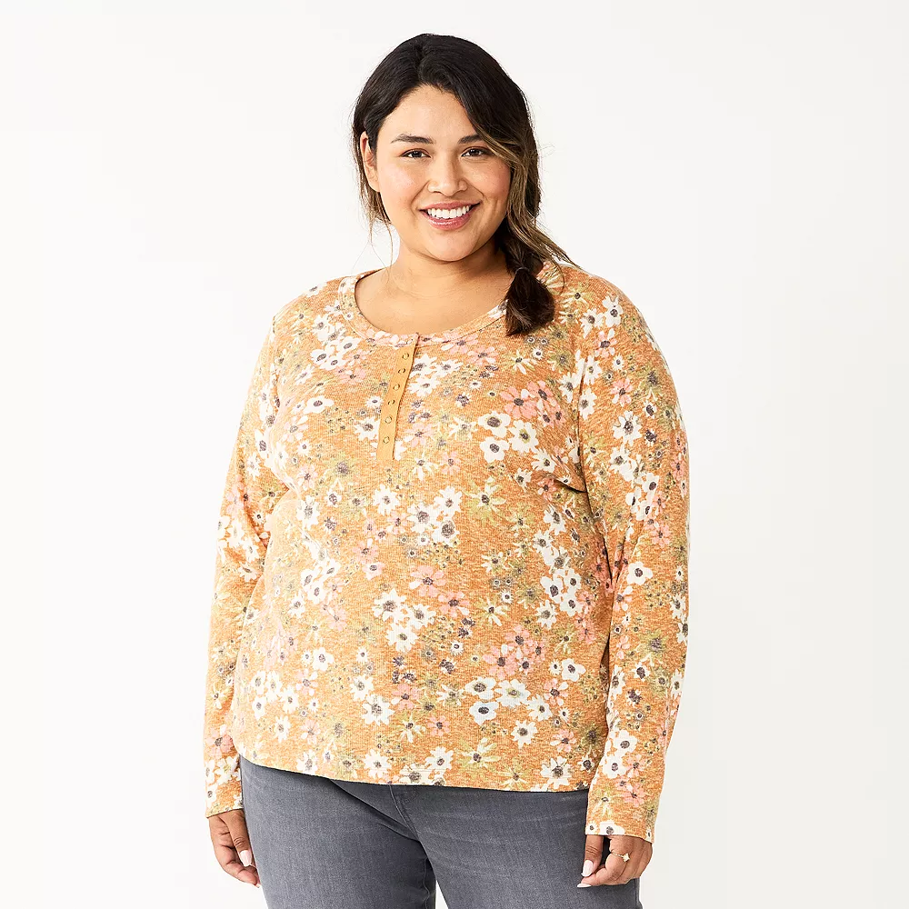 Plus Size Sonoma Goods For Life® Essential Long Sleeve Henley Top 5 Plus Size Sonoma Goods For Life® Essential Long Sleeve Henley Top - Image 3