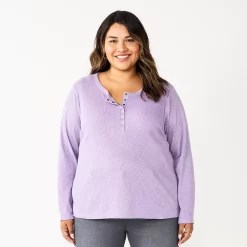 Plus Size Sonoma Goods For Life® Essential Long Sleeve Henley Top 14 Plus Size Sonoma Goods For Life® Essential Long Sleeve Henley Top -Sonoma Clothing Store 5690602 Light Purple