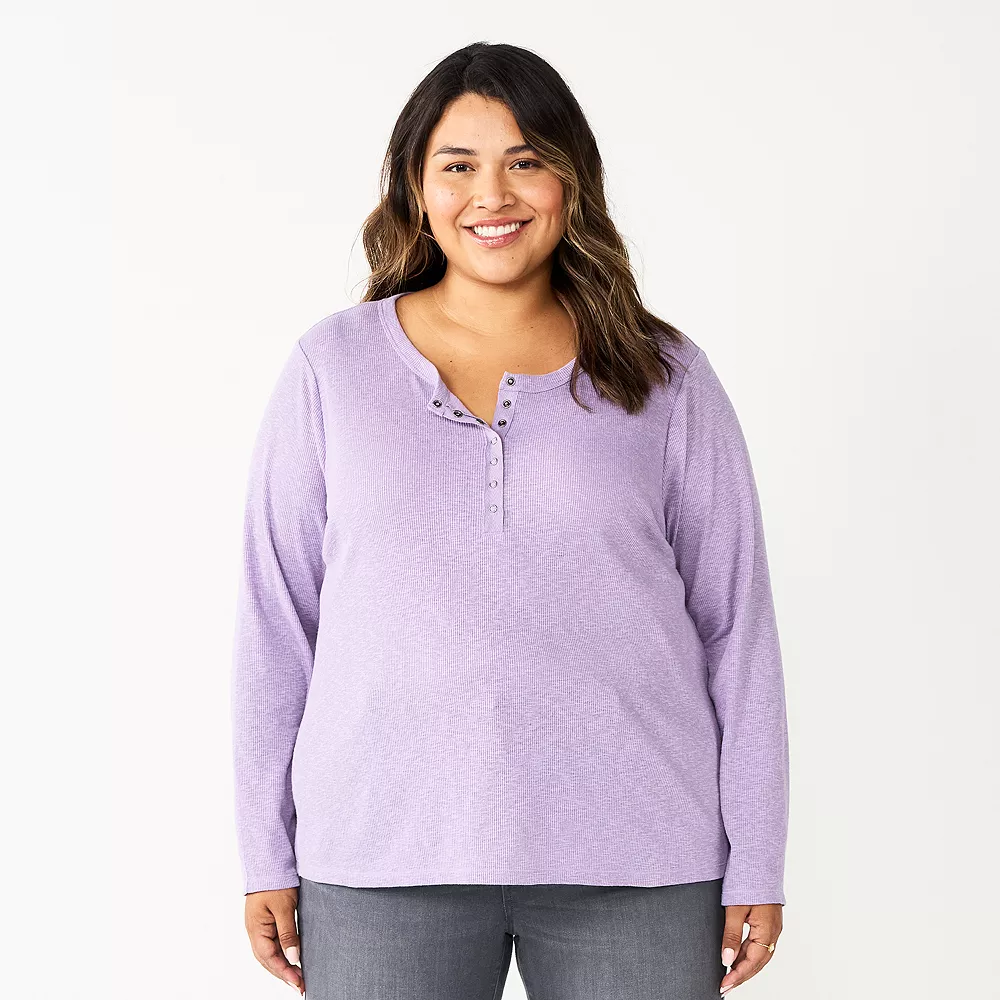 Plus Size Sonoma Goods For Life® Essential Long Sleeve Henley Top 8 Plus Size Sonoma Goods For Life® Essential Long Sleeve Henley Top - Image 6