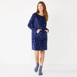 Women's Sonoma Goods For Life® 2-pc. Long Sleeve Crewneck Sleepshirt & Socks Set 12 Women's Sonoma Goods For Life® 2-pc. Long Sleeve Crewneck Sleepshirt & Socks Set -Sonoma Clothing Store 5690614 Navy2 Twinkle