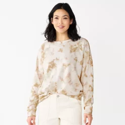 Petite Sonoma Goods For Life® Everyday Crewneck Sweatshirt -Sonoma Clothing Store 5690936 Cream Tie Dye