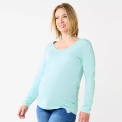 Maternity Sonoma Goods For Life® Essential Long Sleeve V-Neck Tee -Sonoma Clothing Store 5691532 Blue