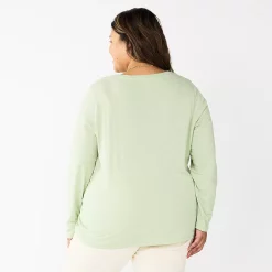Plus Size Sonoma Goods For Life® Favorite Long Sleeve V-Neck Tee -Sonoma Clothing Store 5705505 ALT