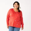 Plus Size Sonoma Goods For Life® Favorite Long Sleeve V-Neck Tee 2 Plus Size Sonoma Goods For Life® Favorite Long Sleeve V-Neck Tee -Sonoma Clothing Store 5705505 Red Floral