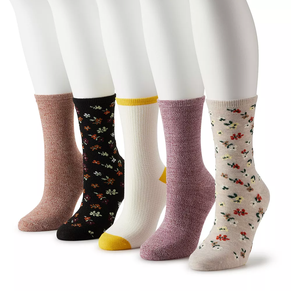Sonoma Goods For Life® 5 Pack Floral Crew Socks 3 Sonoma Goods For Life® 5 Pack Floral Crew Socks