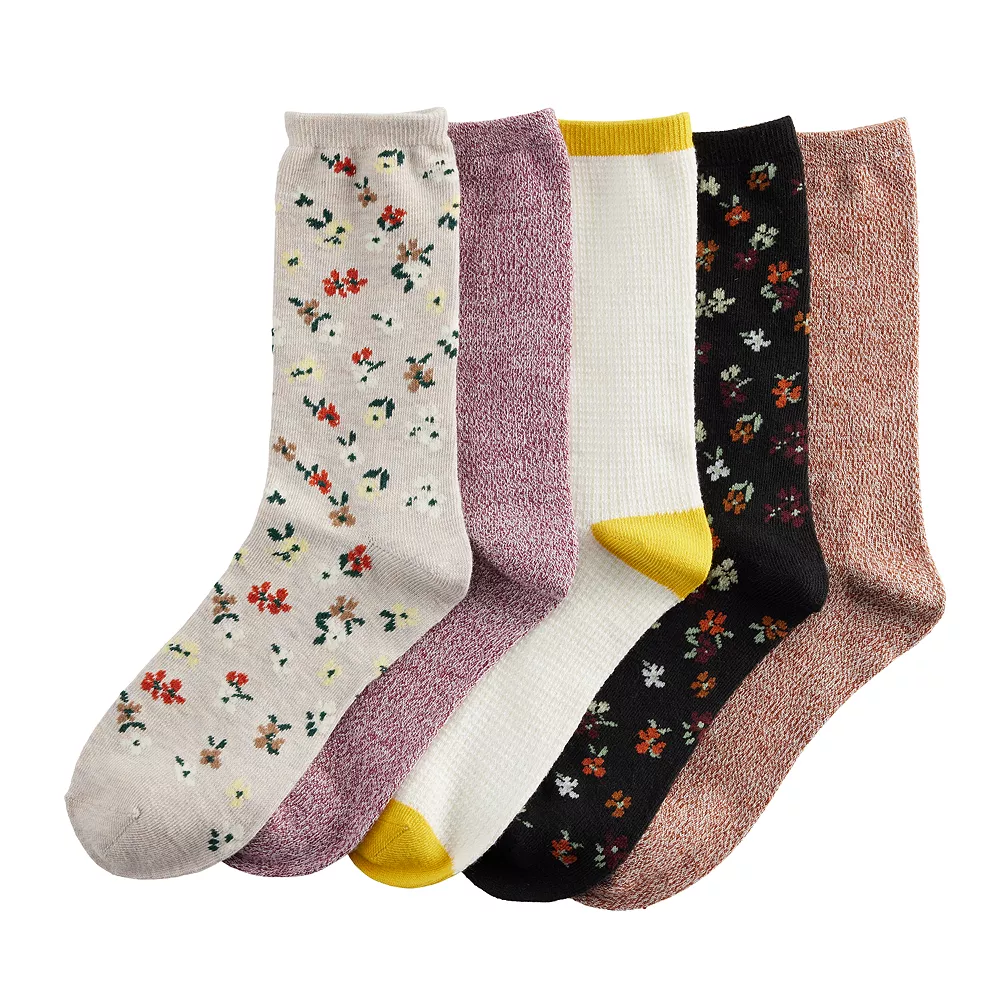 Sonoma Goods For Life® 5 Pack Floral Crew Socks 4 Sonoma Goods For Life® 5 Pack Floral Crew Socks - Image 2