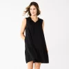 Petite Sonoma Goods For Life® Tiered Sleeveless Dress -Sonoma Clothing Store 5746247 Pitch Black