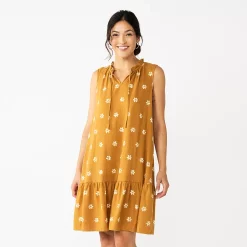 Women's Sonoma Goods For Life® Tiered Sleeveless Dress -Sonoma Clothing Store 5748599 Gold Floral