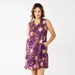 Women's Sonoma Goods For Life® Tiered Sleeveless Dress -Sonoma Clothing Store 5748599 Plum Floral