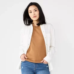 Women's Sonoma Goods For Life® Relaxed Button Down Shirt -Sonoma Clothing Store 5763233 White Gauze