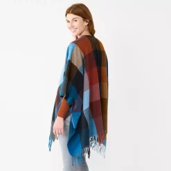 Women's Sonoma Goods For Life® Spokane Plaid Topper With Fringe -Sonoma Clothing Store 5796222 ALT