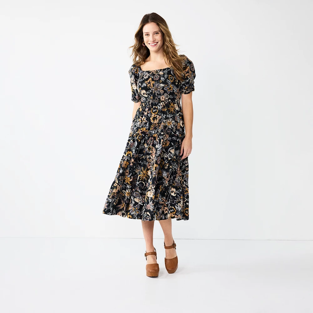 Women's Sonoma Goods For Life® Smocked Tiered Midi Dress 5 Women's Sonoma Goods For Life® Smocked Tiered Midi Dress - Image 3