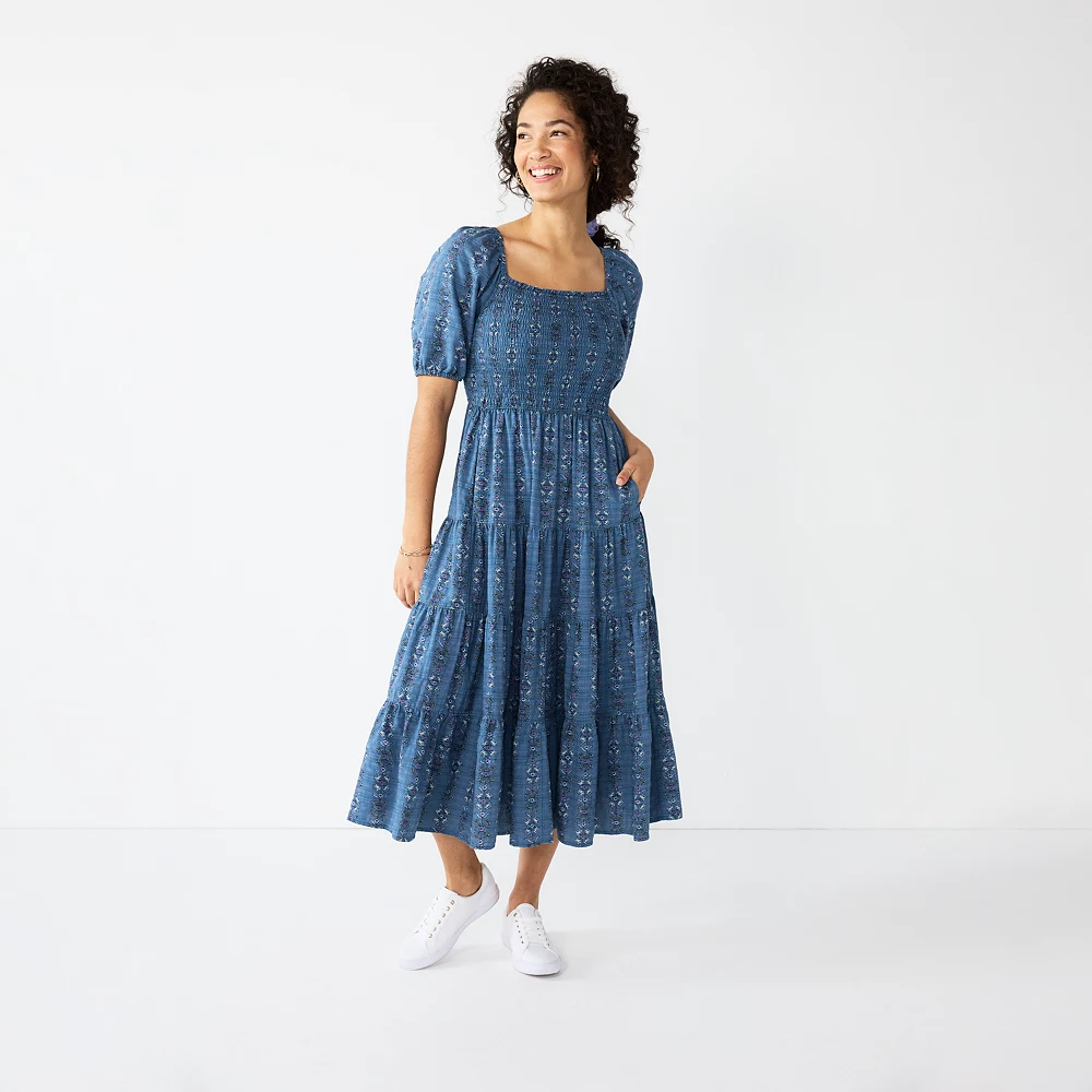 Women's Sonoma Goods For Life® Smocked Tiered Midi Dress 3 Women's Sonoma Goods For Life® Smocked Tiered Midi Dress